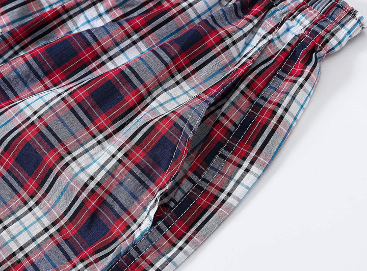 MoFiz Herren Kurze Pyjamahose Baumwolle Schlafshorts Karierte Schlafanzughose Freizeithose Karo Loun