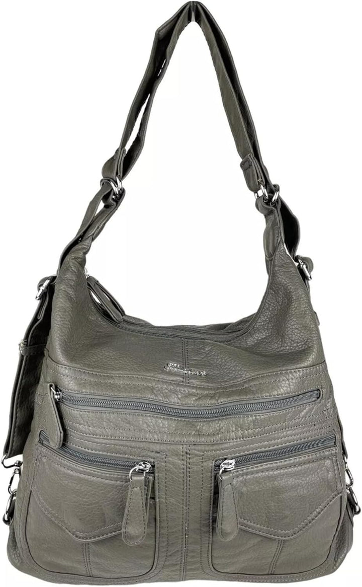 kennydoo Rucksacktasche I 2in1 Damen Rucksack und Handtasche in Einem I Schultertasche einfarbig uni