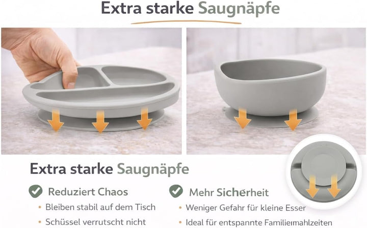 Eliano Sicheres & Rutschfestes Silikon Baby-Geschirrset - 6-teilig | Perfekt für die Beikosteinführu