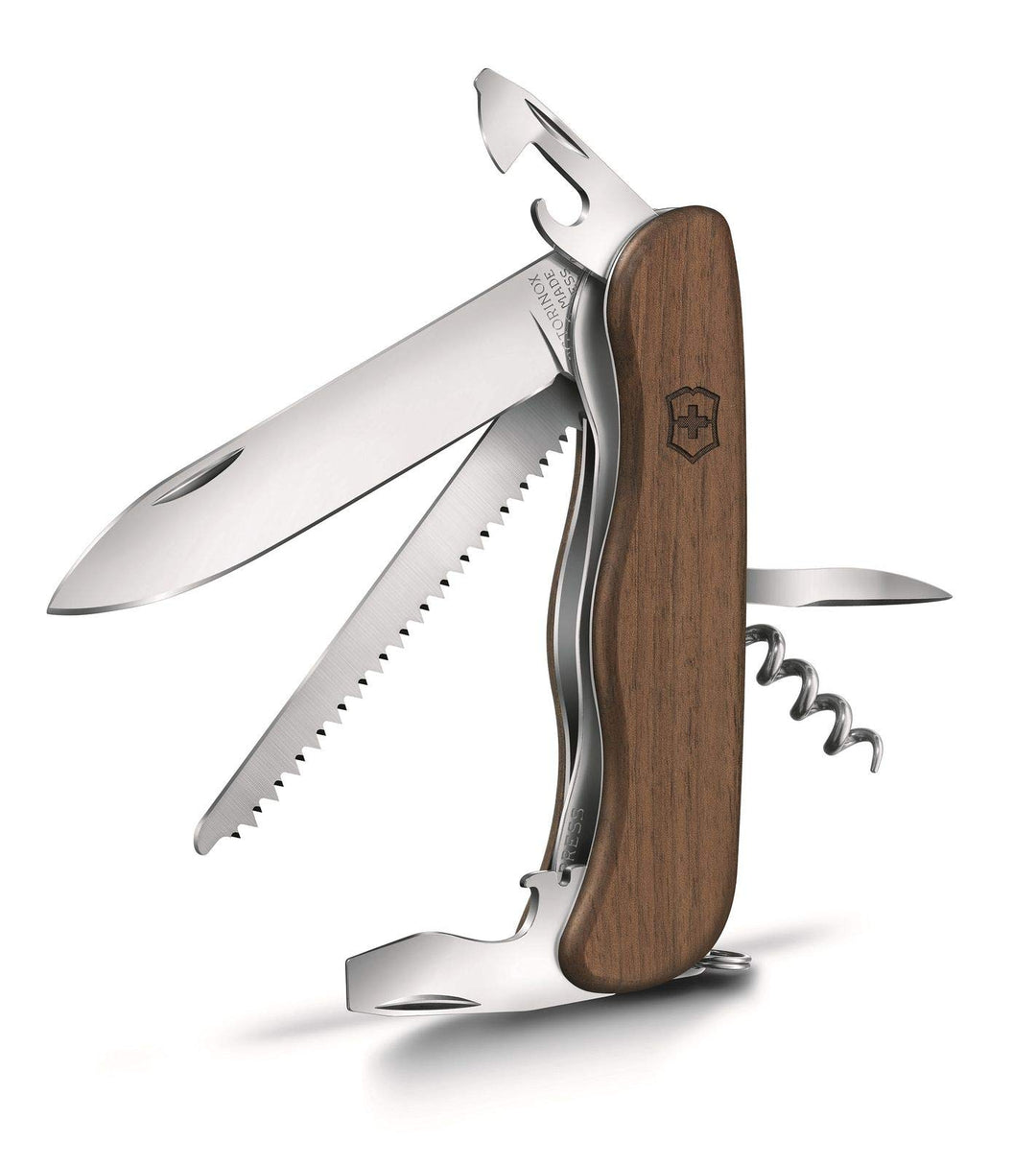 Victorinox Holz Taschenmesser Forester Wood (10 Funktionen, Schalen aus Nussbaumholz, Holzsäge) Sing