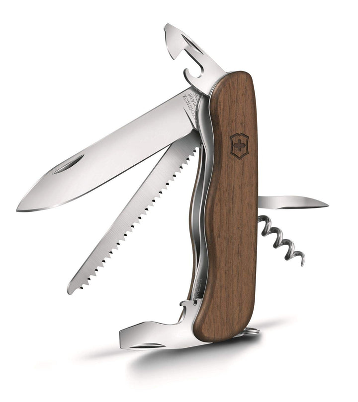 Victorinox Holz Taschenmesser Forester Wood (10 Funktionen, Schalen aus Nussbaumholz, Holzsäge) Sing