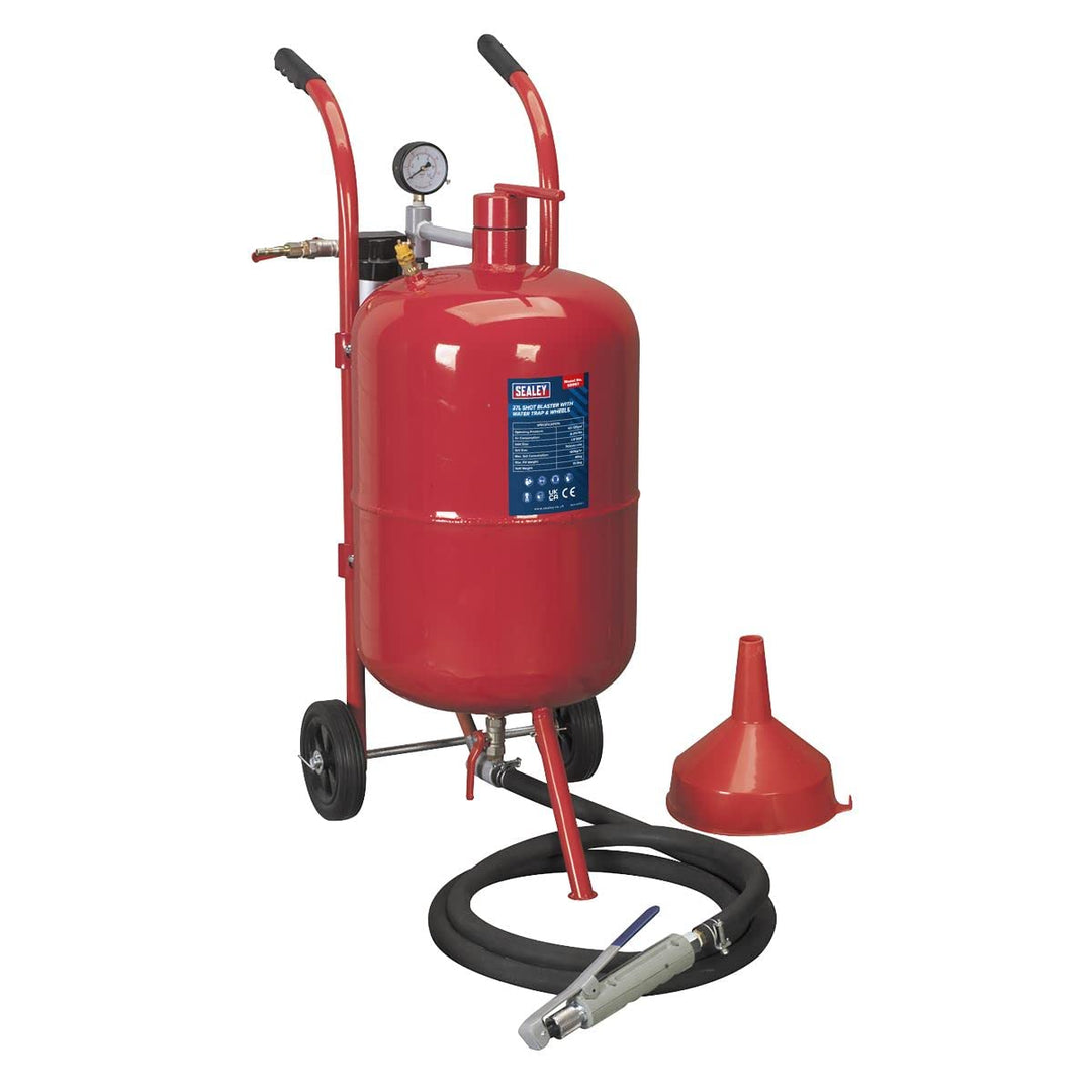 Sealey Sb997 Shot Blaster mit Wasserabscheider und Rädern, 37 l
