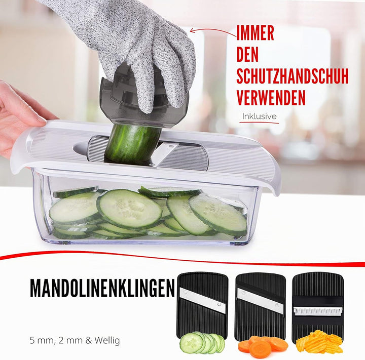 Mandoline Gemüsehobel Gemüsereibe - Gurkenhobel Dünne Scheiben - Reibe für Gemüse - Hobel Gemüse - K