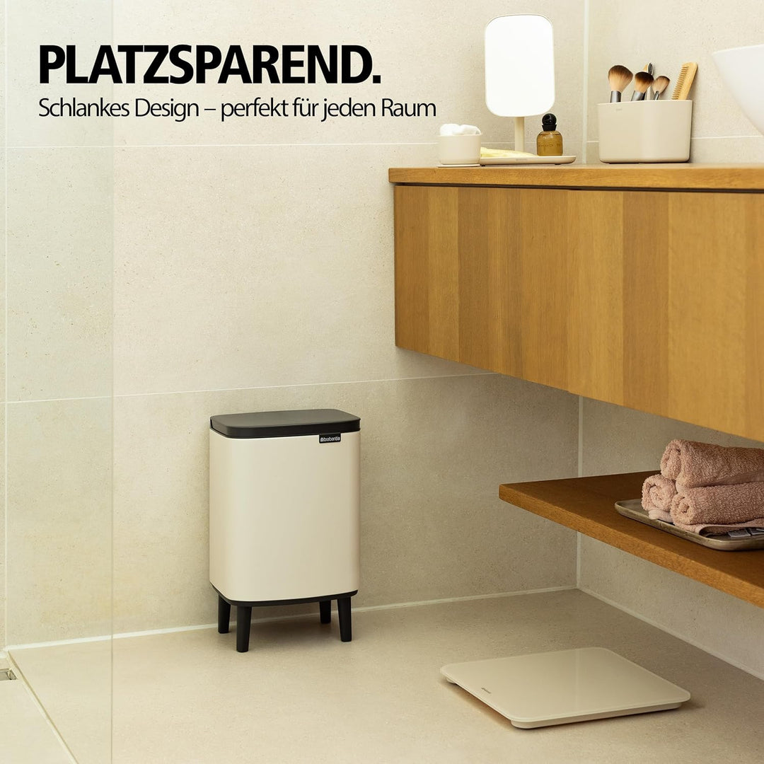 Brabantia Bo Hi Abfalleimer 7 l mit Soft-Close-Deckel, Abfallsammler mit herausnehmbarem Inneneimer