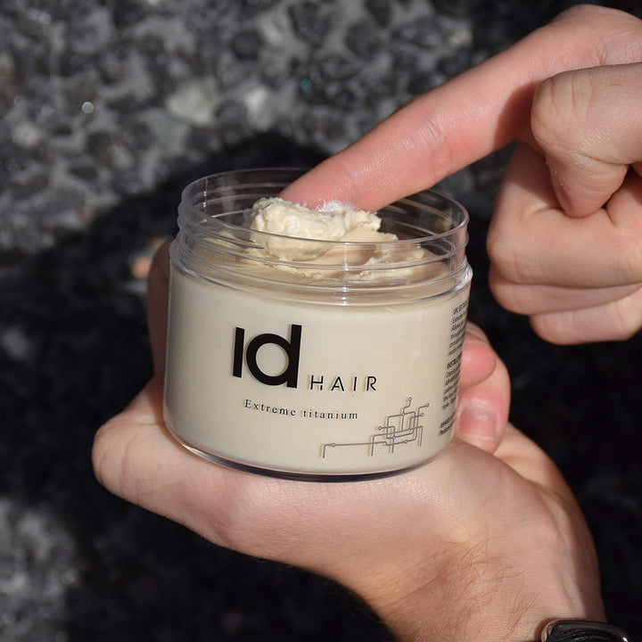 IdHAIR Extreme Titanium: Professionelles Mudwachs für stylisches Kurzhaar - Starker Halt, Glanz und
