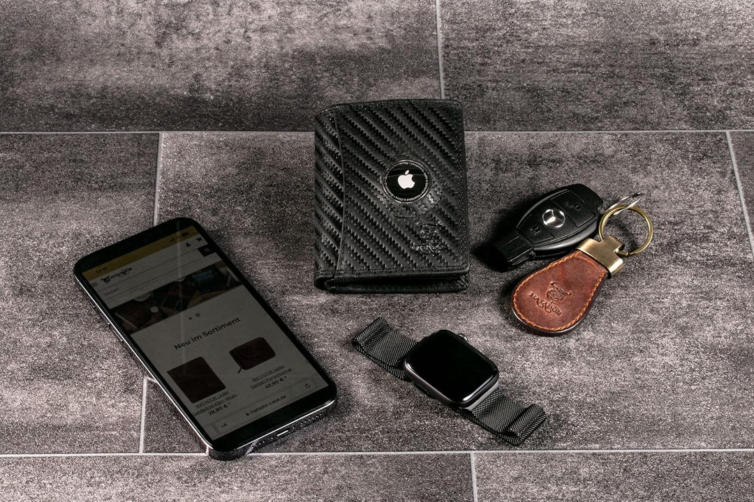 MATADOR Portmonee Herren Leder kompatibel mit Apple Airtag | Geldbeutel Portemonnaie Herren Geschenk