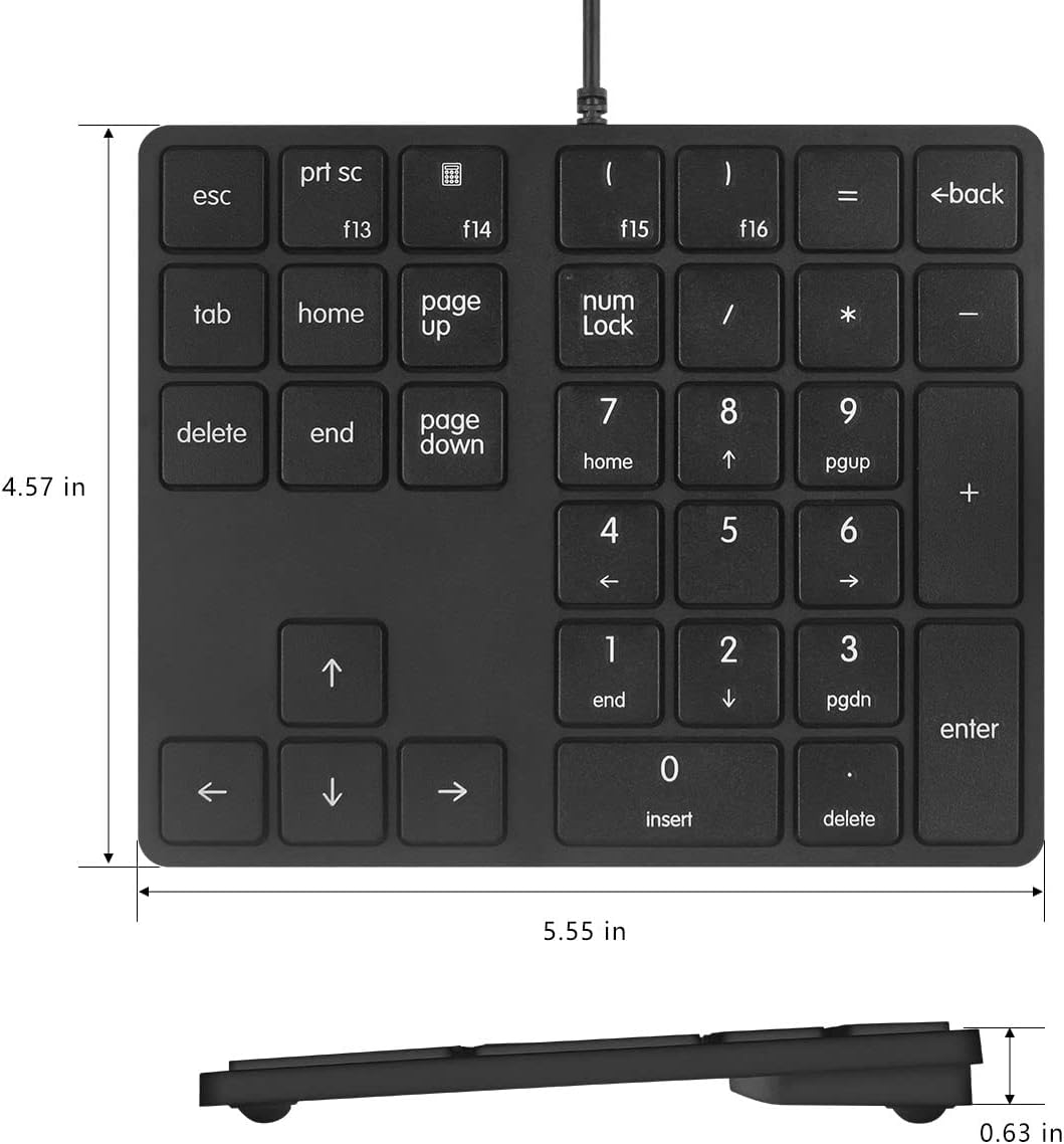 Qisan Numeric Keypad Wired Numpad 34 Tasten Tragbare Tastatur USB Externe Mini Slim Tastatur Magicfo