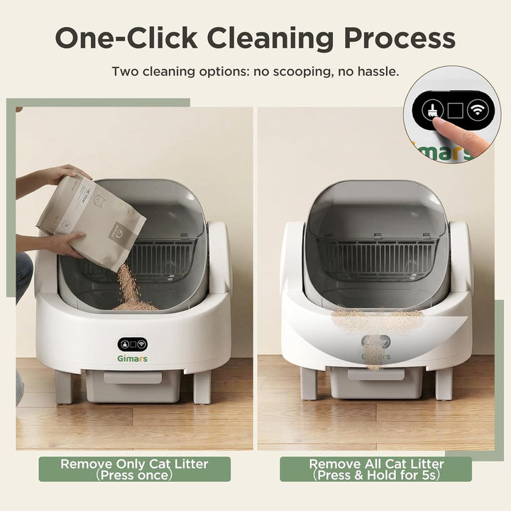 Gimars Selbstreinigende Katzentoilette mit offenem Design, Automatisches Katzenklo für mehrere Katze