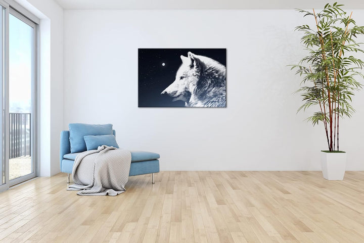 deyoli einsamer stolzer Wolf Format: 100x70 als Leinwandbild, Motiv fertig gerahmt auf Echtholzrahme