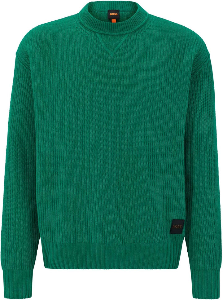 BOSS Herren Kinillo Pullover aus Reiner Baumwoll-Chenille S Medium Green312, S Medium Green312
