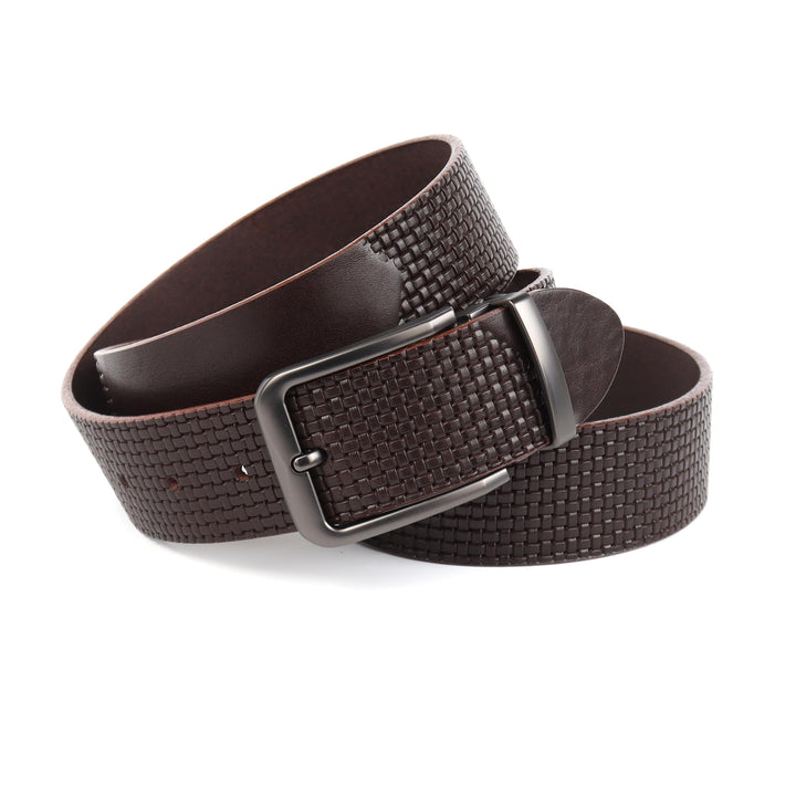 Anthoni Crown Unisex Gürtel, Ledergürtel Herren, Jeansgürtel, Vollnarbenleder in Dunkel Braun, Flech