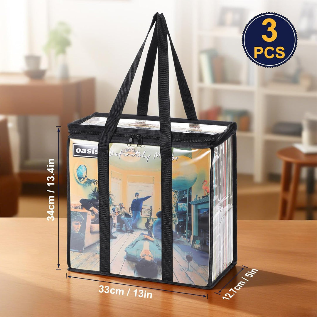 Facmogu 33-U/min-Vinylplatten-Aufbewahrungstasche, durchsichtige PVC-Plattentaschen für Vinyl, fasst