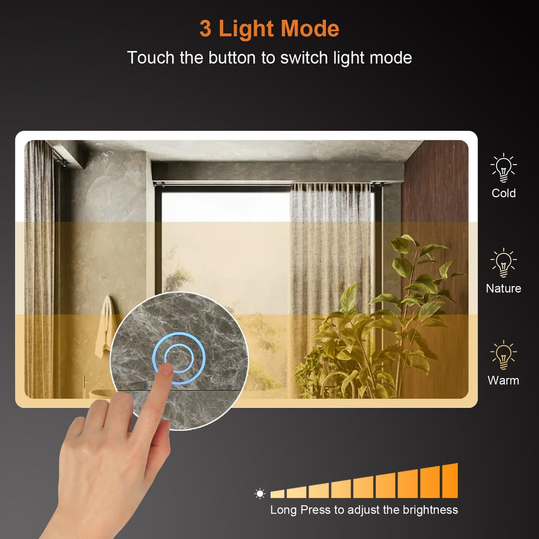 Badspiegel mit Beleuchtung 150x90cm, Badezimmerspiegel Wandspiegel und Touch-Schalter, IP65-Led-Spie