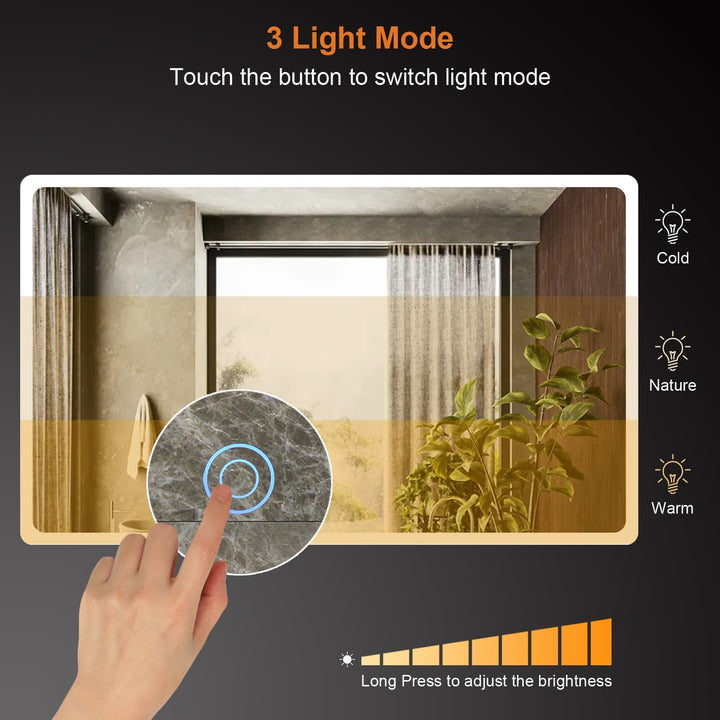 Badspiegel mit Beleuchtung 150x90cm, Badezimmerspiegel Wandspiegel und Touch-Schalter, IP65-Led-Spie