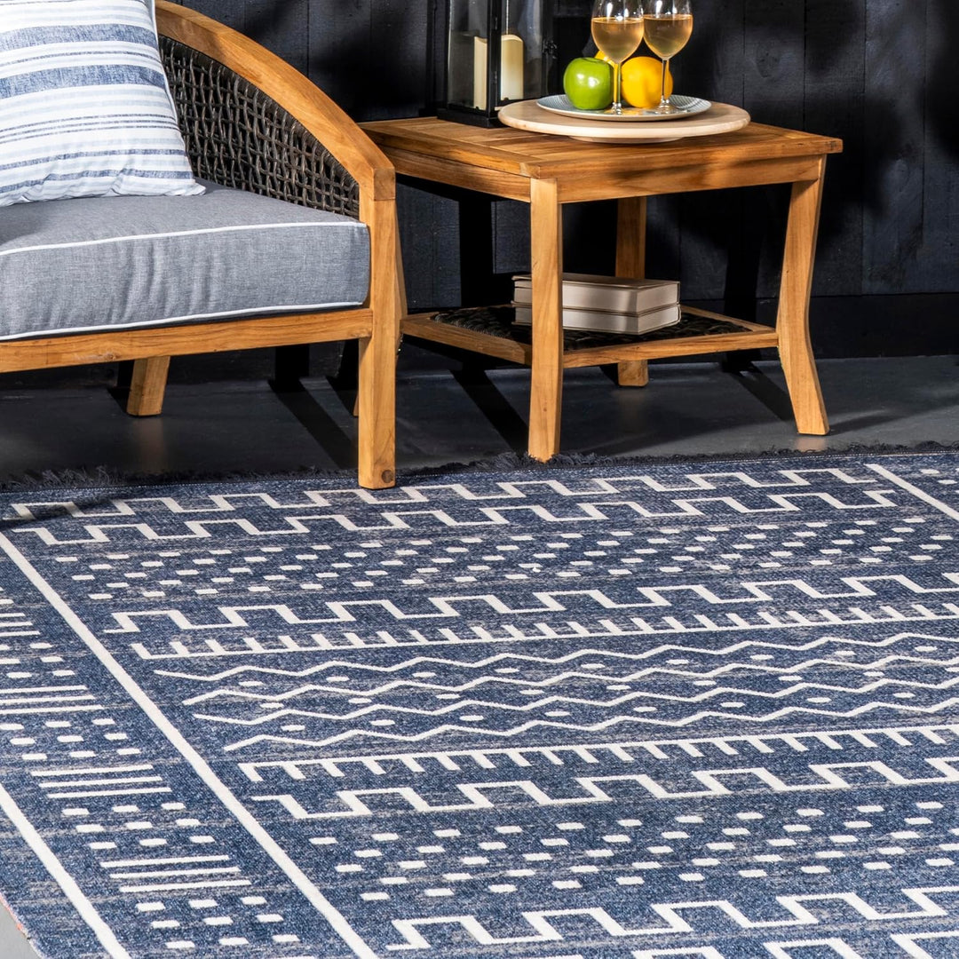nuLOOM Area Rug, 4' x 6', Blue 4' x 6' (Rectangular) Blau, 4' x 6' (Rectangular) Blau
