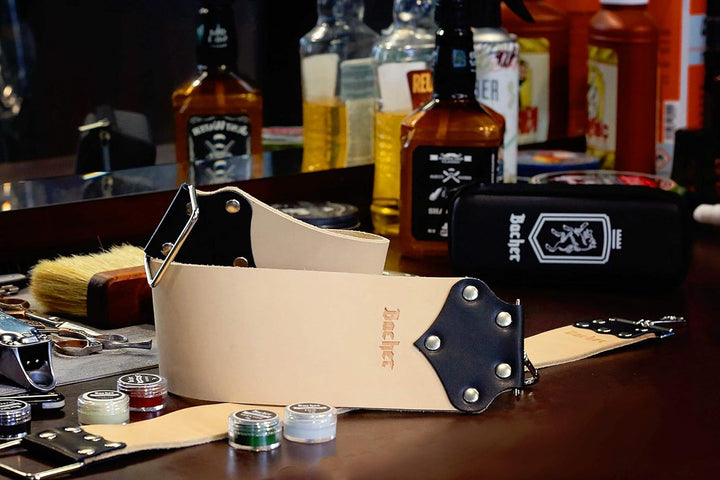 Bacher Premium Leder Streichriemen Breit zum Schärfen von Rasiermesser Set mit Polierpaste für Abzie