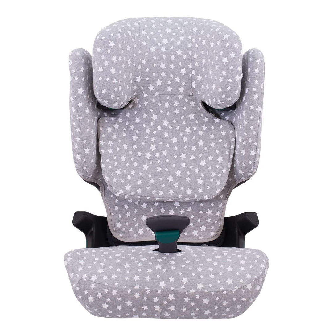 JYOKO Kids Bezug kompatibel mit Britax Romer Kidfix, aus Baumwolle (Romer Kidfix I-Size, White Star)