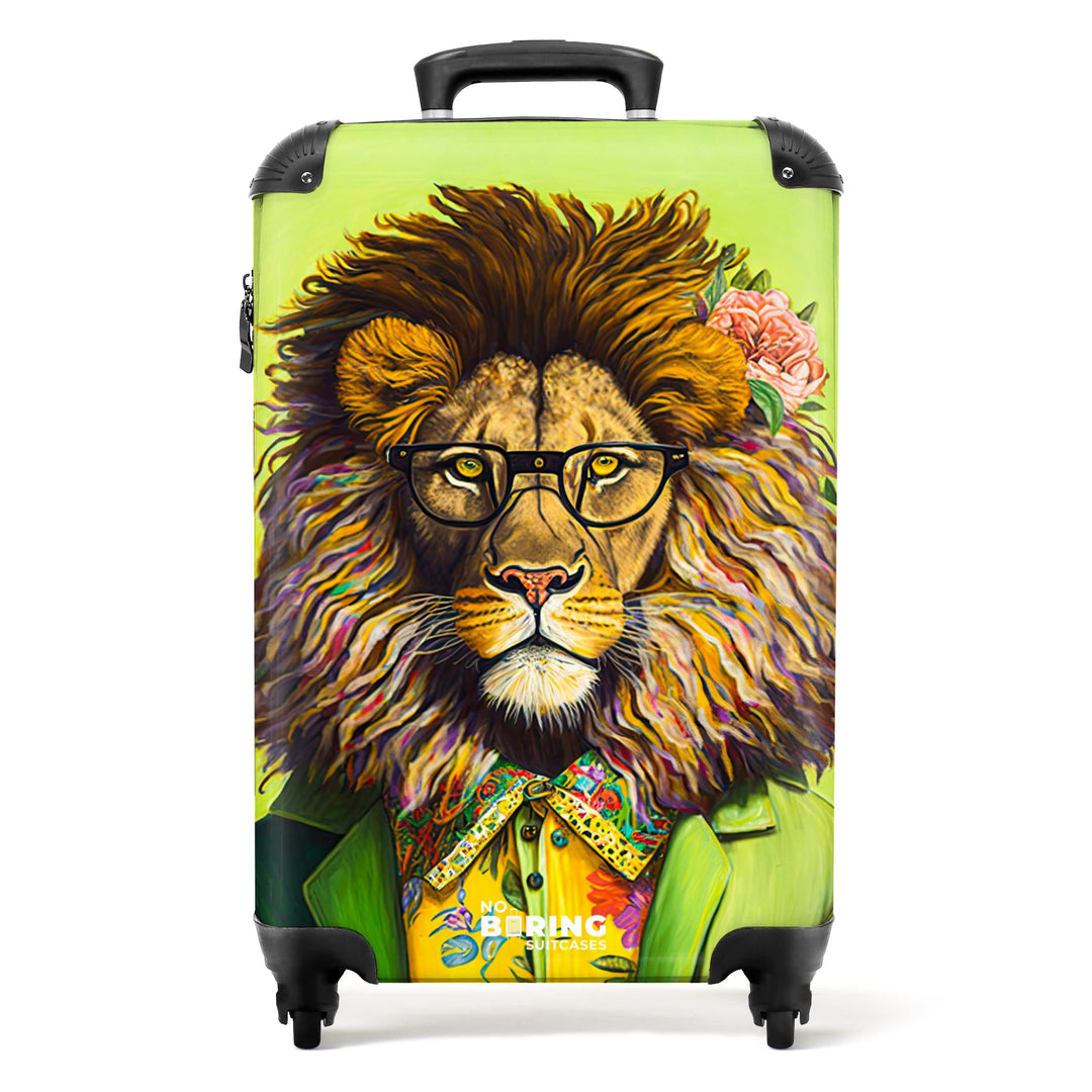NoBoringSuitcases.com® Koffer Handgepäck Trolley Rollkoffer Kleine Reisekoffer mit 4 Rollen - Löwe -