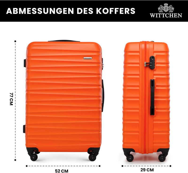 WITTCHEN Reisekoffer Rollkoffer Trolley Grosser Koffer Handgepäck Hartschale aus ABS mit 4 Spinner-R