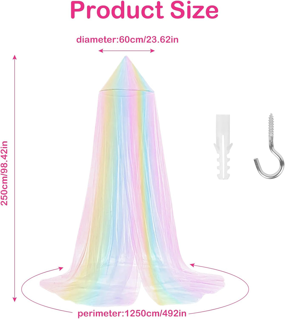 Diealles Shine Betthimmel Mädchen, Regenbogen Baldachin Kinderzimmer, Hängendes Mückennetz Bett, Fli