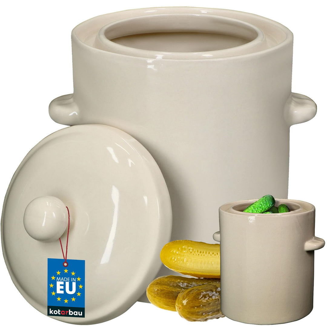 KOTARBAU® Sauerkraut Gärtopf Sauerkrauttopf 5L Tontopf mit Deckel Steinguttopf Fermentieren Dauerkra