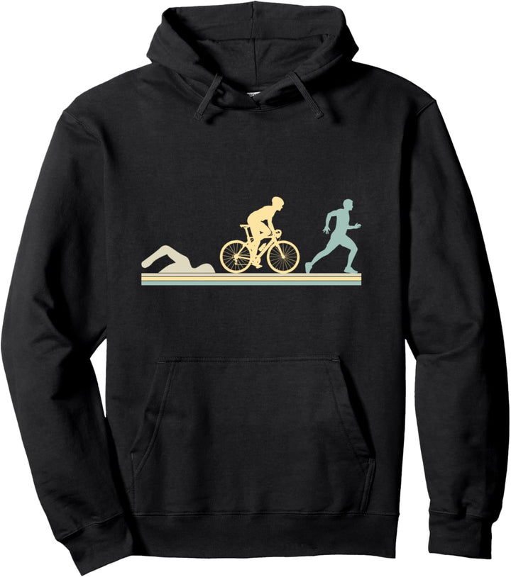 Schwimmen Fahrrad Run Athlete Sport Retro Evolution Triathlon Pullover Hoodie