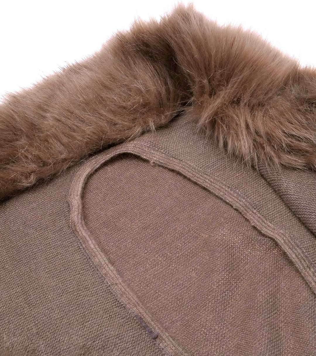 ZLYC Damen Open Front Faux Fur Poncho Cape Cardigan Sweater Strickjacke Einheitsgrösse Khaki, Einhei