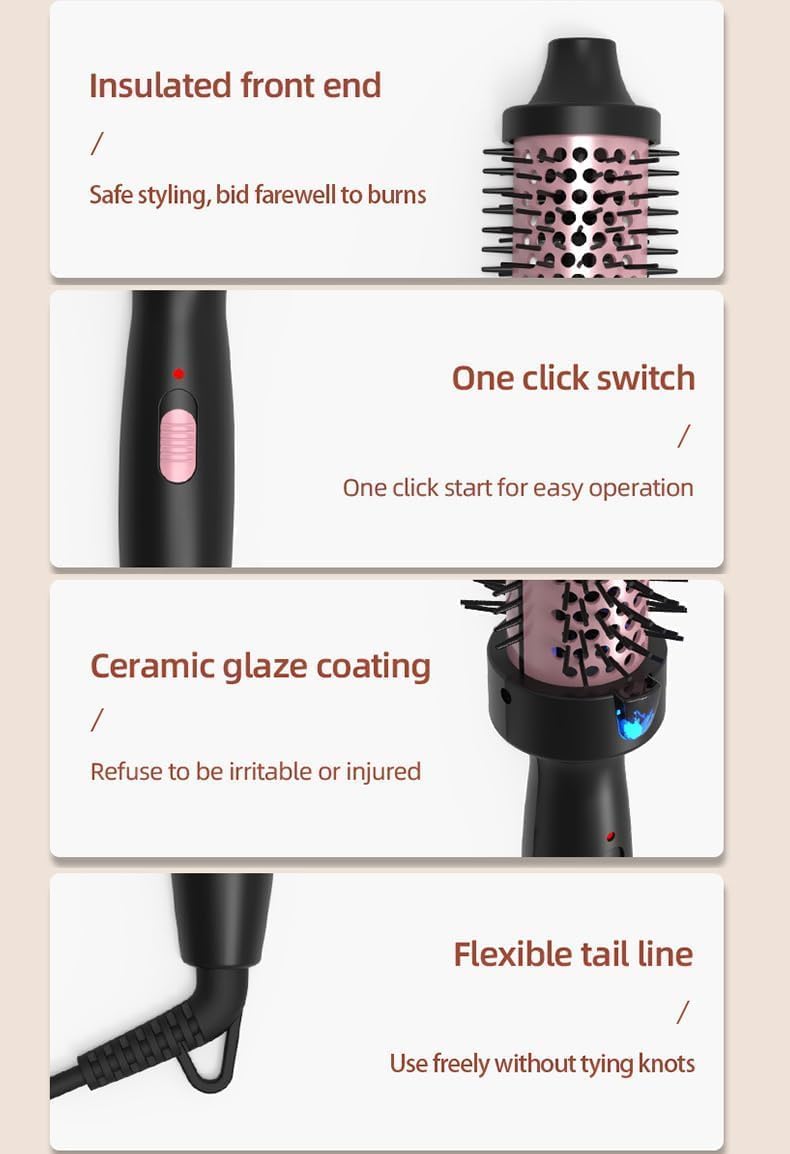 Thermal Brush, 38 mm Warmluftbürste Volumen Haar Kamm, haarstyling Lockenbürste, Volumen Haar Kamm R