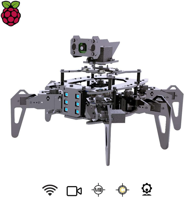 Adeept RaspClaws Hexapod Spider Robot Kit für Raspberry Pi 4/3 Modell B+/B, STEAM Crawling Robot, Op