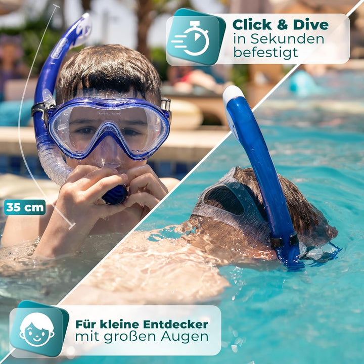 KIDVERSE Taucherbrille Kinder mit Schnorchel ab 5 Jahre - CE & Dermatest geprüfte Taucherbrille mit