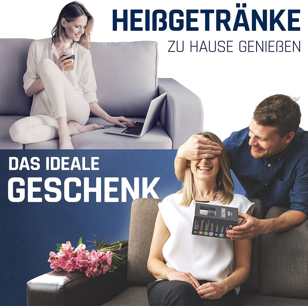 Glasbecher 380ml – Teebecher mit Sieb, Doppelwandig, Teetasse, Keramik-Deckel, Thermo-Glas Kaffeegla