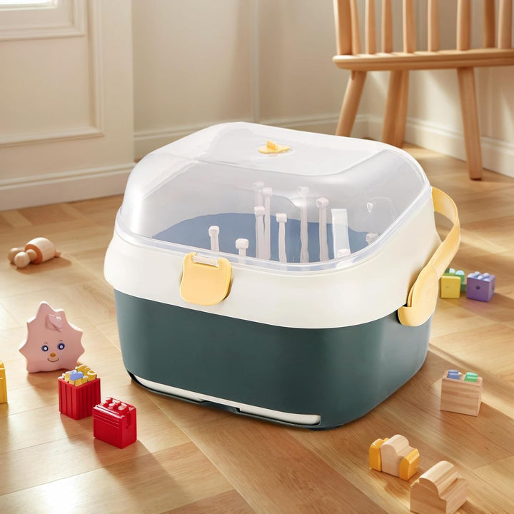 Kingrol Abtropfgestell für Babyflaschen mit Abdeckung für Zuhause, Küche, Reisen, grosse Kapazität,