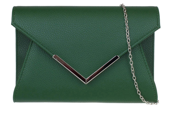 Girly Handbags Damen-Clutch aus Kunstleder mit metallischem Rahmen Dunkelgrün, Dunkelgrün