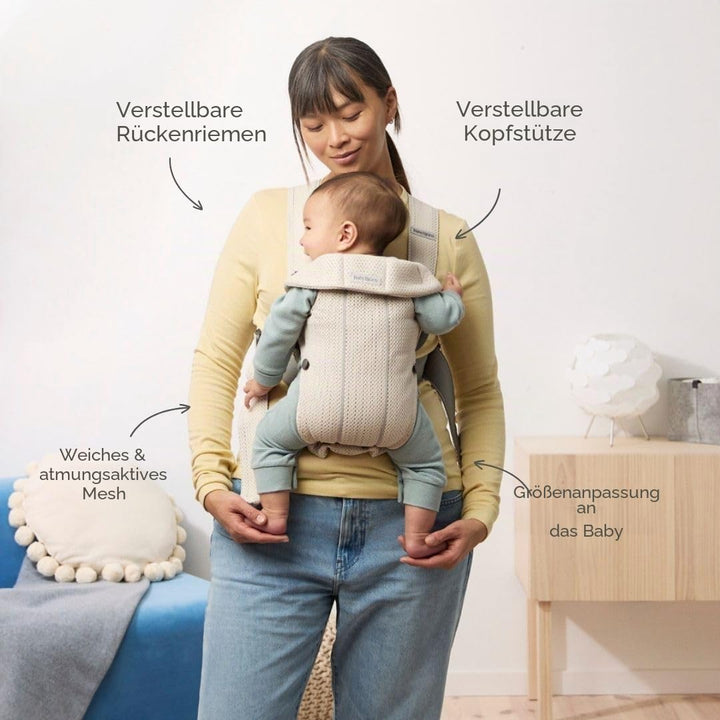 BabyBjörn Babytrage Mini, 3D-Netzstoff, Creme