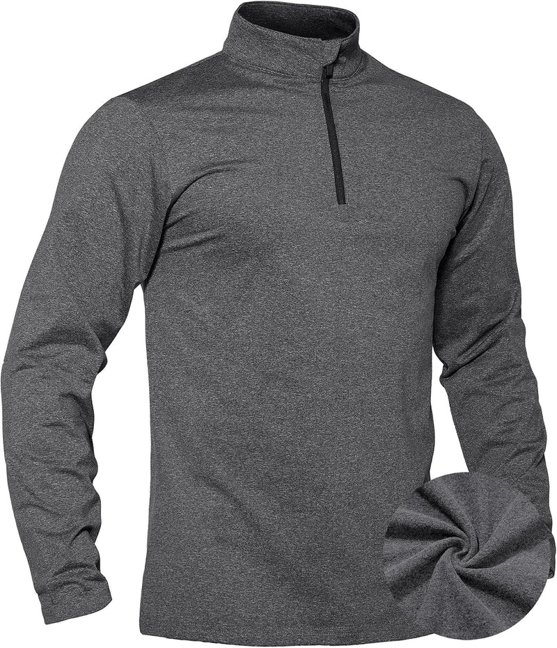 TACVASEN Pullover Herren Langarmshirt Half Zip Fleece Winterpullover Warm Atmungsaktiv Sport Sweatsh