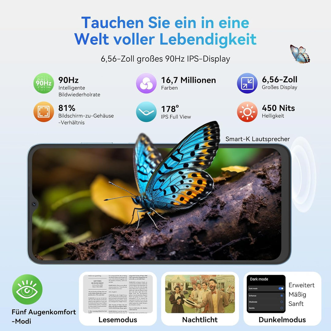 OSCAL Flat 2 Gemini AI Smartphone ohne Vertrag | Android 14, 12GB+256GB, 2TB TF | 90Hz 6.56'' HD+, O