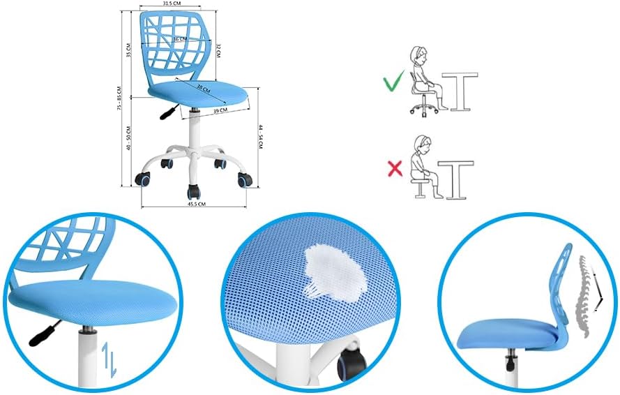 FurnitureR Home Office Stuhl, ergonomischer höhenverstellbarer Drehstuhl mit Rollen, moderner Comput