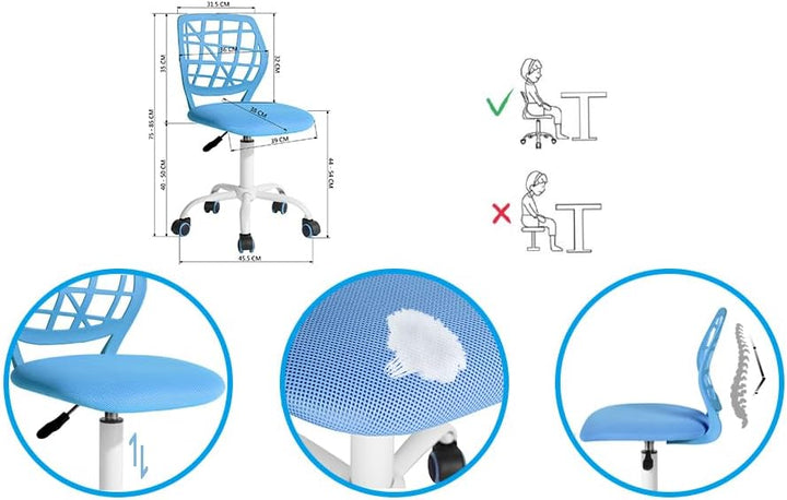 FurnitureR Home Office Stuhl, ergonomischer höhenverstellbarer Drehstuhl mit Rollen, moderner Comput
