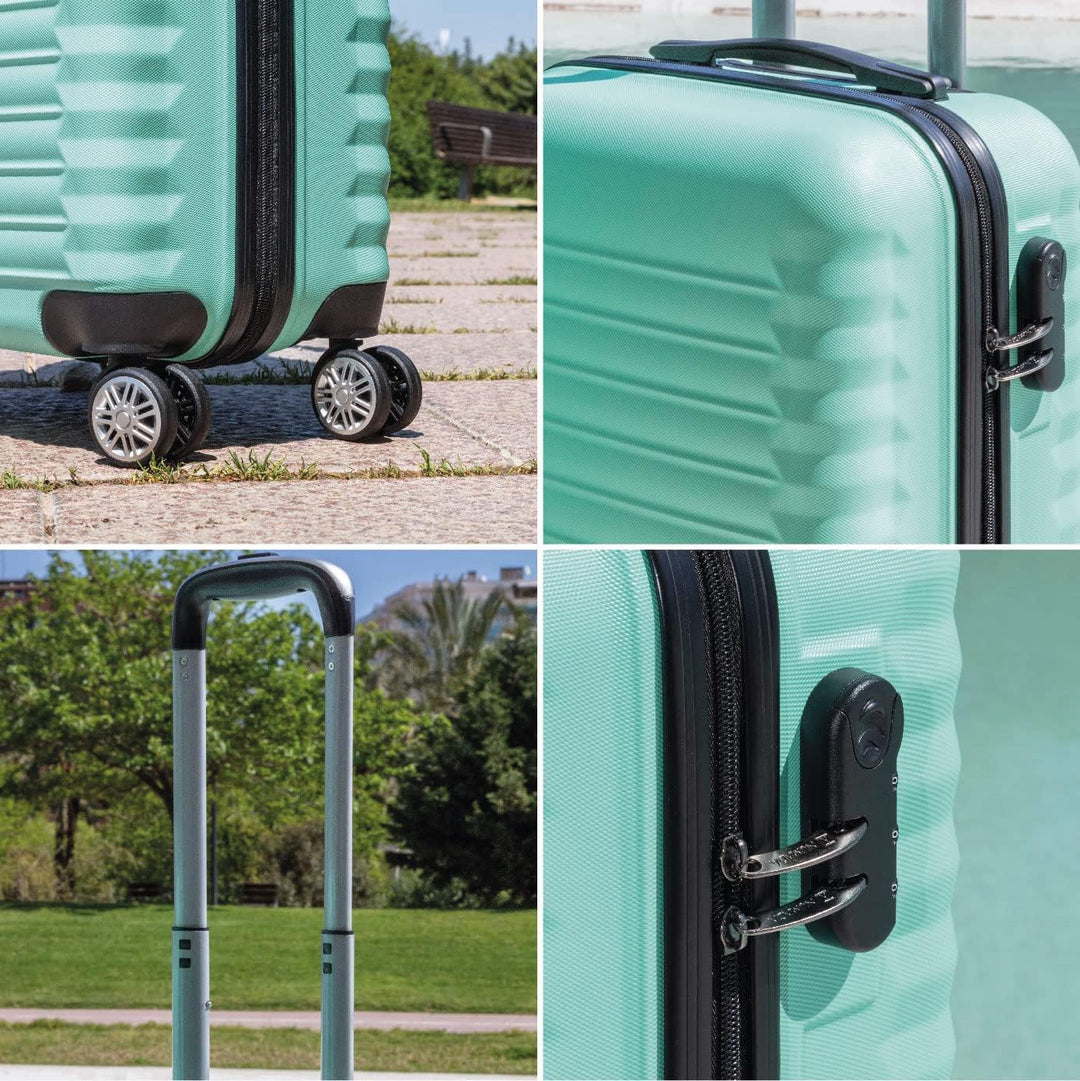NUMADA - Gepäck-Set und Kulturbeutel 4 Stück Minzgrün, gross 75cm, mittel 63cm, klein 53cm und Kultu