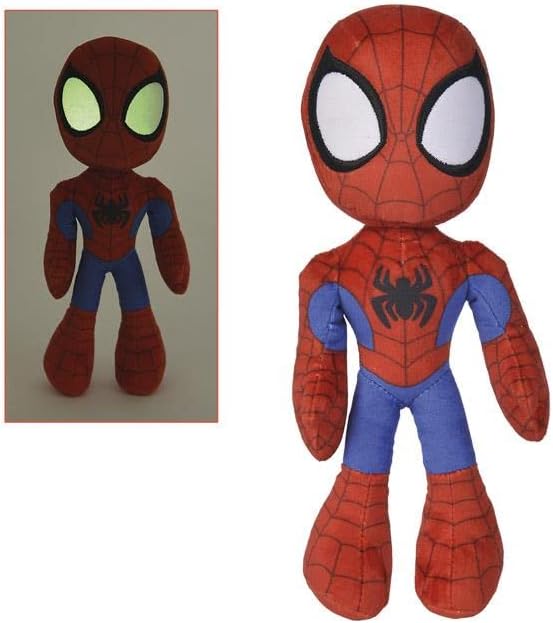 Simba 6315875810X12 - Disney Marvel Spidey, 25cm Plüschfigur mit Glow in The dark Augen &amp; 6315875812