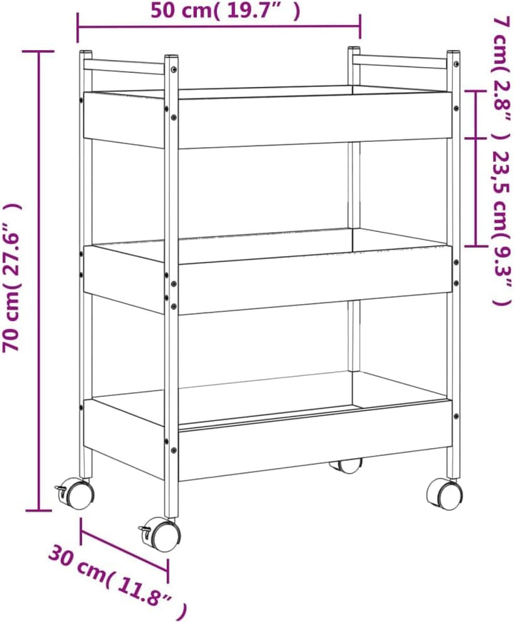 vidaXL Küchenwagen, Servierwagen mit viel Stauraum, Rollwagen Trolley für Küche Bar, Gemüsewagen Meh