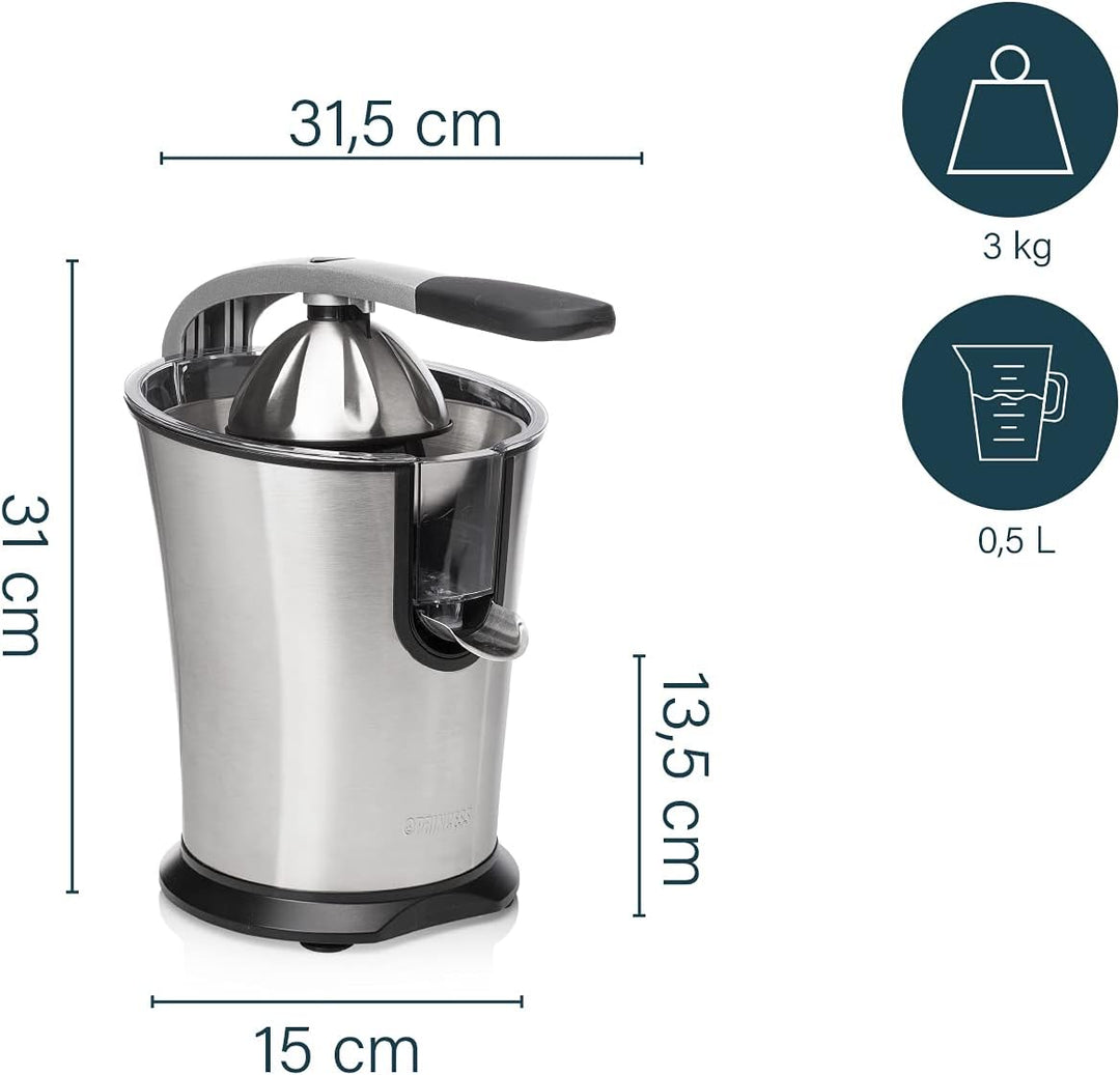 Princess Master Juicer Pro, Edelstahl Presskegel, 300 W Motor, Rostfreier Edelstahl, 201860, Silber