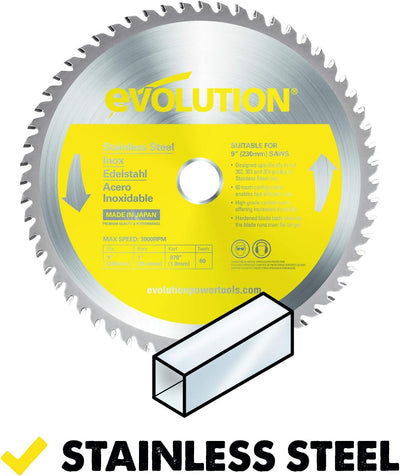 Evolution S230TCT-60CS - 230 mm Sägeblatt zum Schneiden von Edelstahl - Metall-Sägeblatt mit 60 Zähn