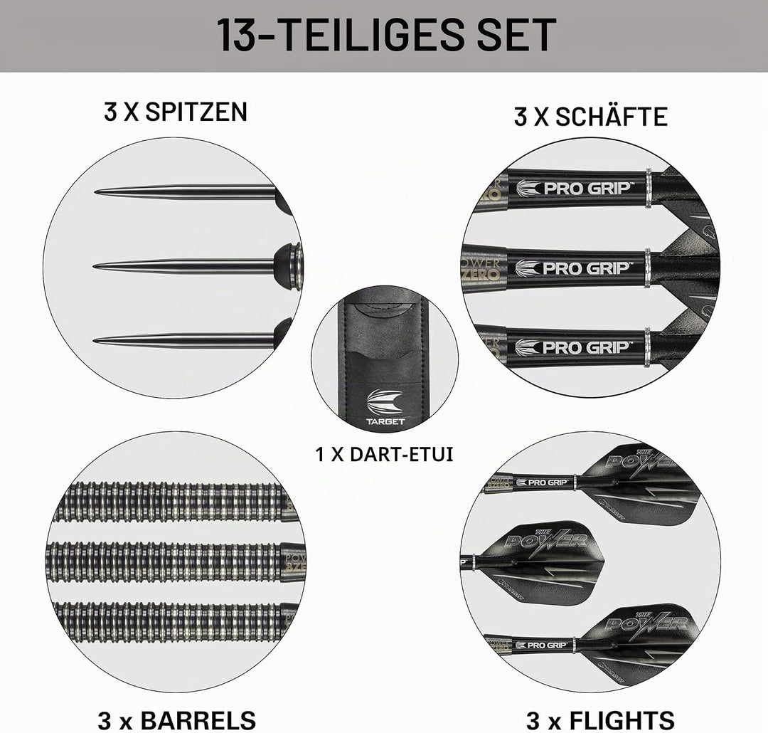 Target Darts Phil Taylor Power 8-Zero Schwarz 80% Wolfram Steeldarts-Set Schwarz Titanium 1 21G Sing