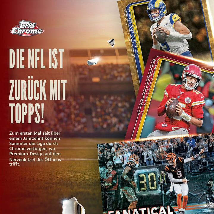 2025 Topps Chrom-Fussball, werksseitig versiegelt, Mega-Box