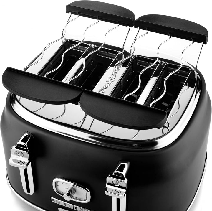 Westinghouse Retro Toaster 4 Scheiben, Abnehmbarer Brötchenaufsatz, 6 Bräunungsstufen, Brotzentrieru