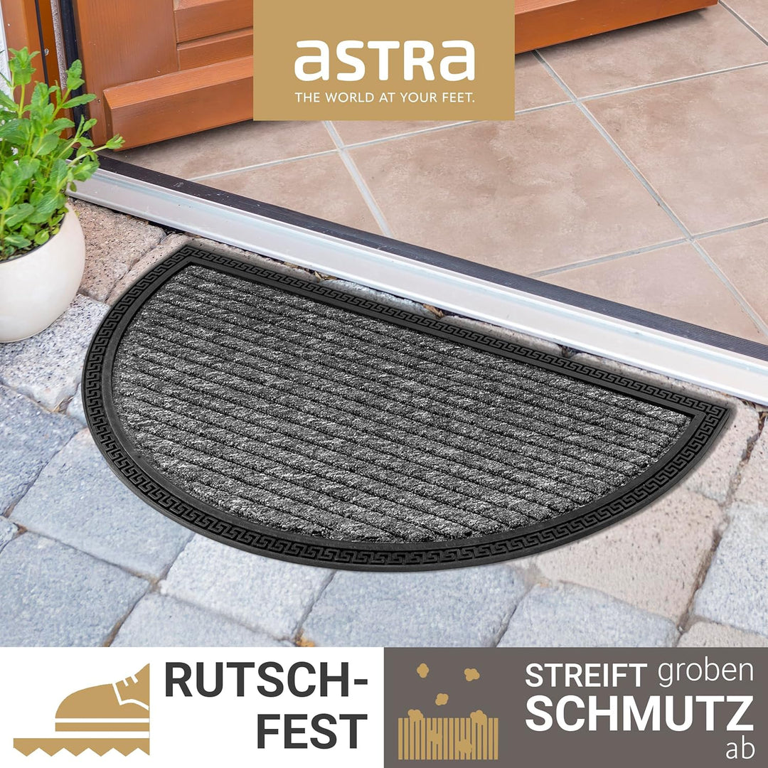 Astra Fussmatte Aussen & Innen - 3er Set 40x70 cm halbrund Grau Linien - Türmatte rutschfest - Schmu