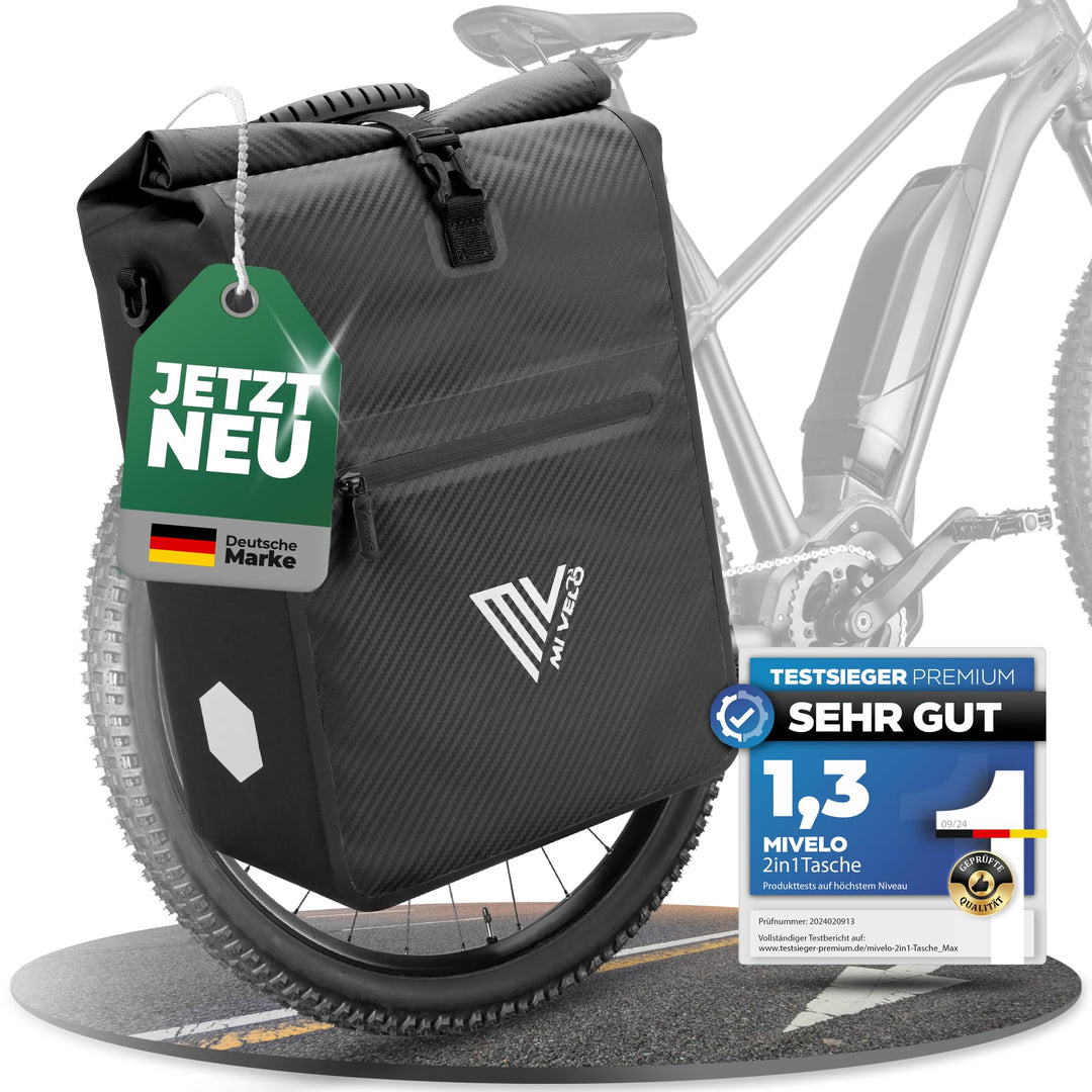 MIVELO 2in1 Fahrradtasche für Gepäckträger Gepäckträgertasche 100% wasserdicht Fahrrad Tasche für Ge