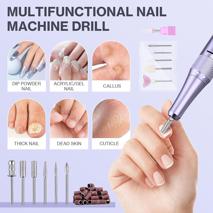 Elektrischer Nagelfräser für Gelnägel, 50000 U/min Professionell Nagelfräser mit LCD-Anzeige, 12in1