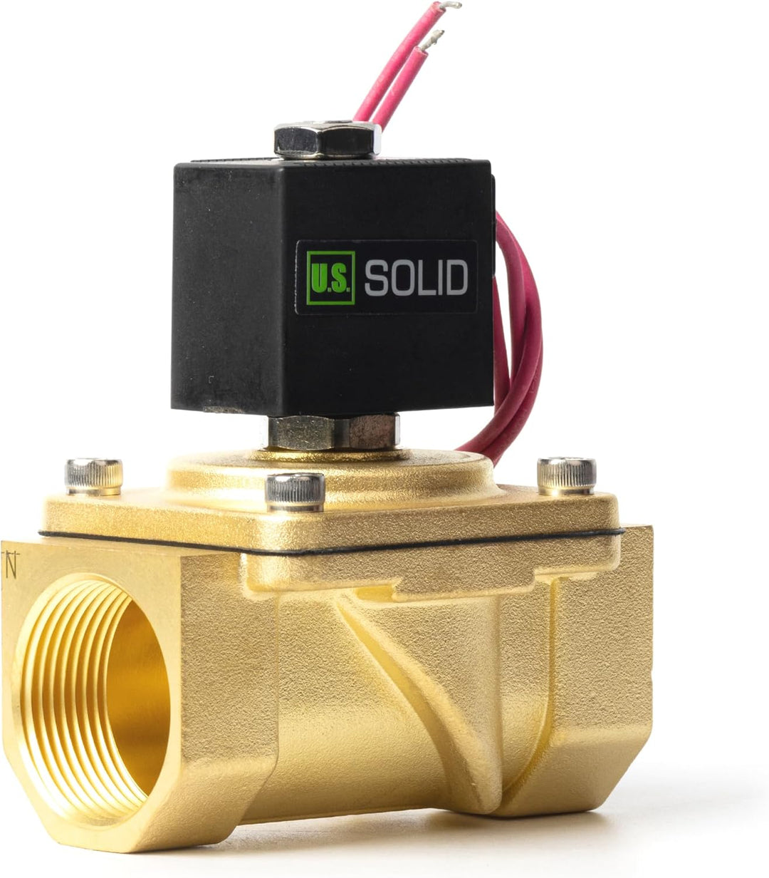 U.S. Solid 1-1/4" Magnetventil - Messing AC 230V mit Viton-Dichtung, stromlos geschlossen, Bleidraht